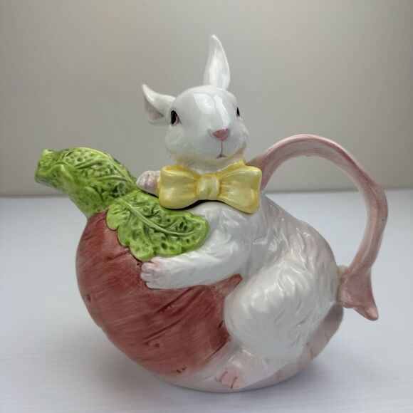 Vintage Teapot Easter Rabbit Bunny Turnip Tea Pot 2 Piece - Picture 14 of 14
